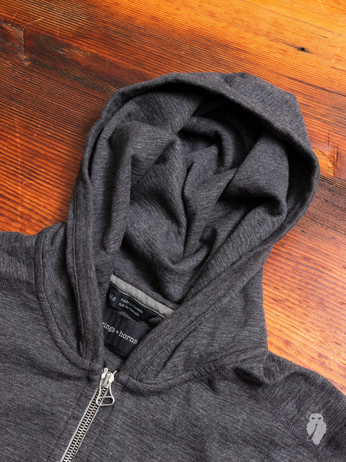 1x1 Slub Zip Hoodie in Heather Charcoal