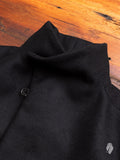 Cashmere Melton Stand Collar Coat in Black