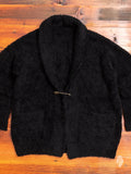 Chenille Knit Stole Collar Cardigan in Black Wool