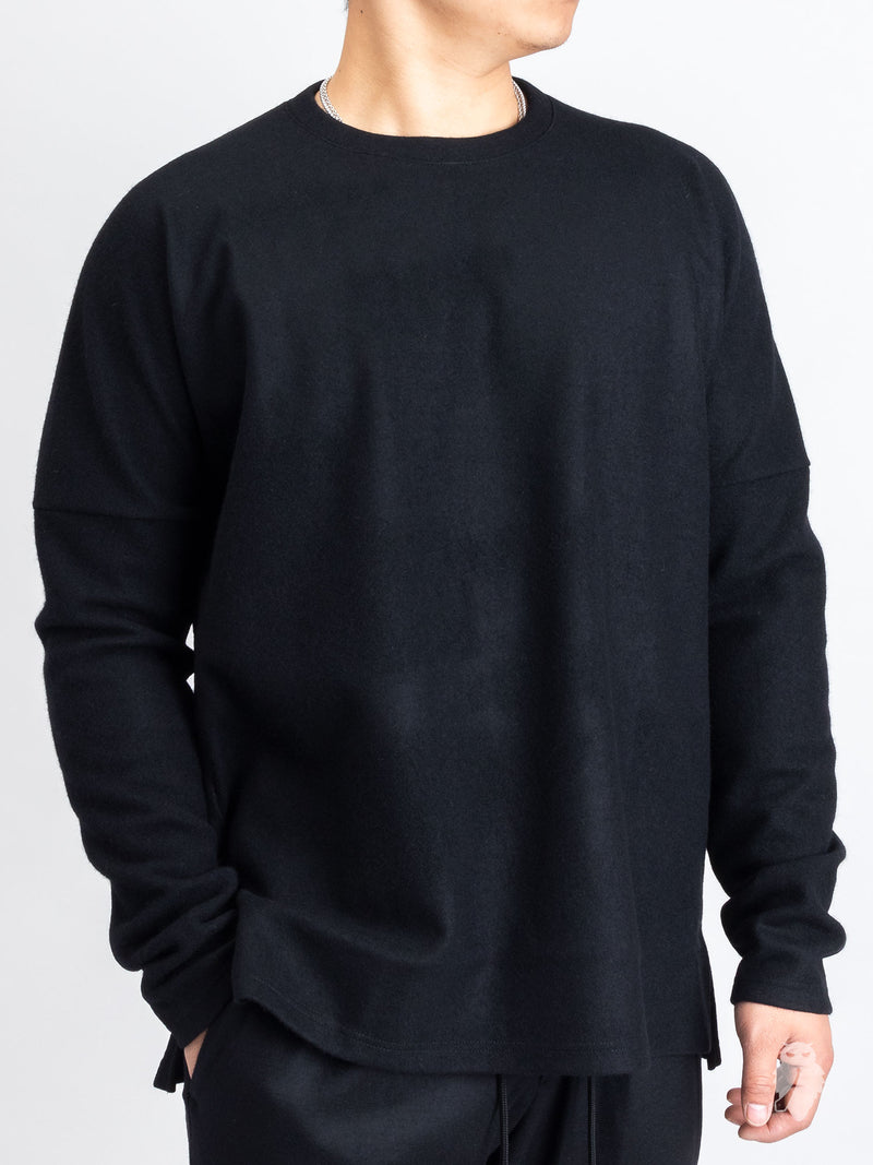 Cashmere Drop Shoulder Sweater in Black