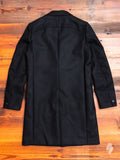 Cashmere Melton Hooded Chesterfield Coat in Black