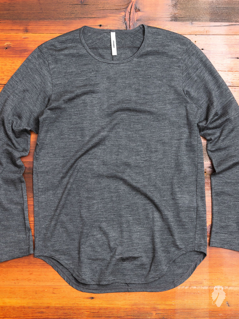 Wool Long Sleeve T-Shirt in Charcoal Melange