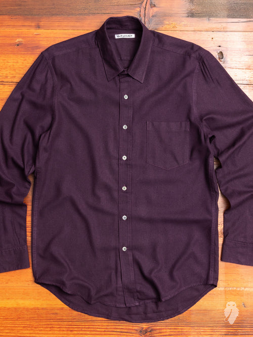 Classic Shirt in Plum Silk Noil
