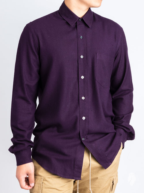 Classic Shirt in Plum Silk Noil
