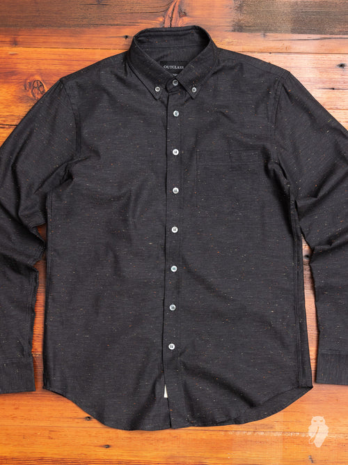 Flecked Button-Down Shirt in Dark Grey