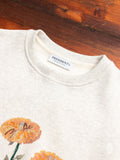 "Calendula Embroidery" Crewneck Sweater in White Melange
