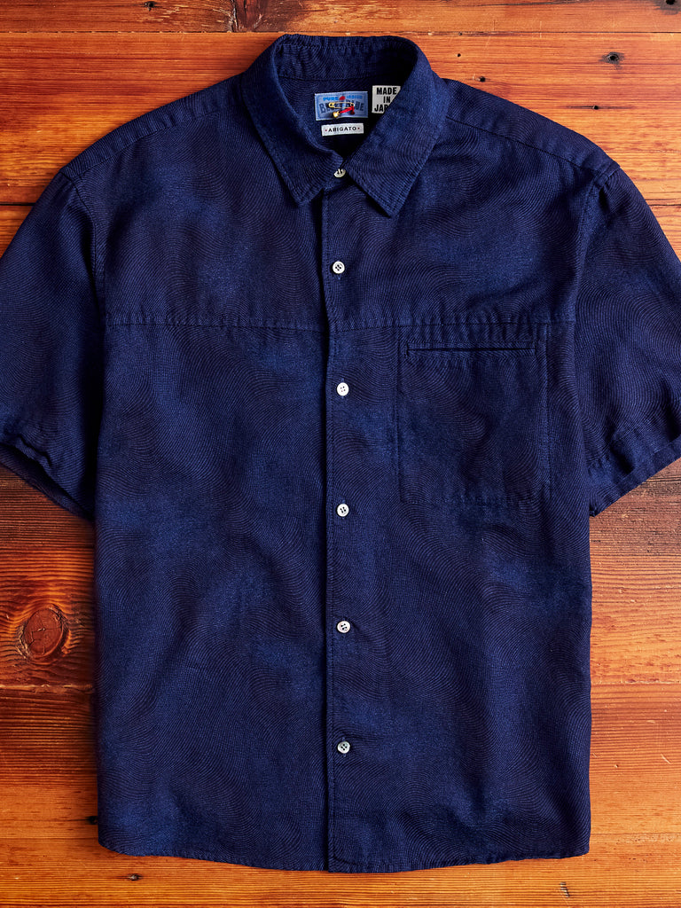 Jacquard "Minamo Water Surface" SS Shirt in Indigo