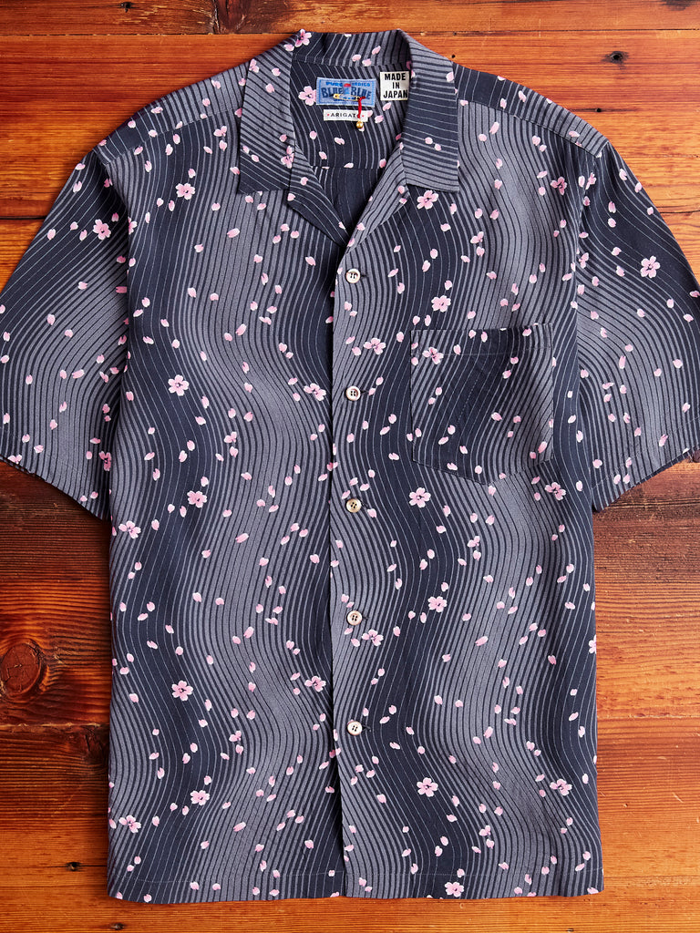 "Minamo Sakura" SS Aloha Shirt in Grey