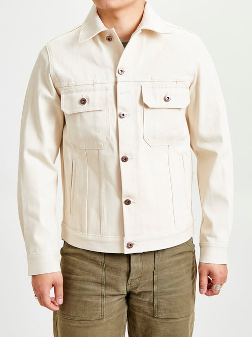 Cruiser Jacket in 14oz Ecru Selvedge Denim