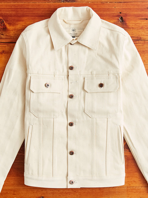 Cruiser Jacket in 14oz Ecru Selvedge Denim