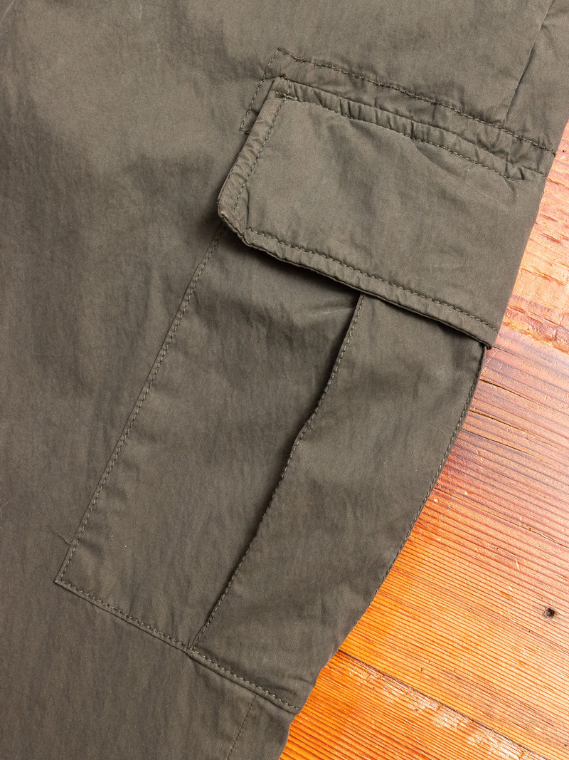 Garment Dyed Cargo Trousers in Army Green