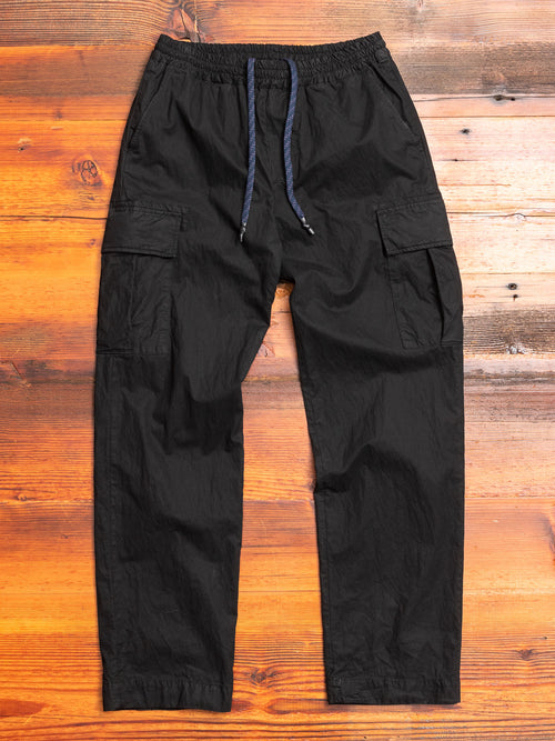 Garment Dyed Cargo Trousers in Black
