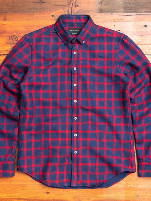 Double-Sided Flannel Button-Down Shirt in Navy