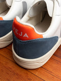 V-10 Leather Sneaker in Oxford Grey Orange Fluo