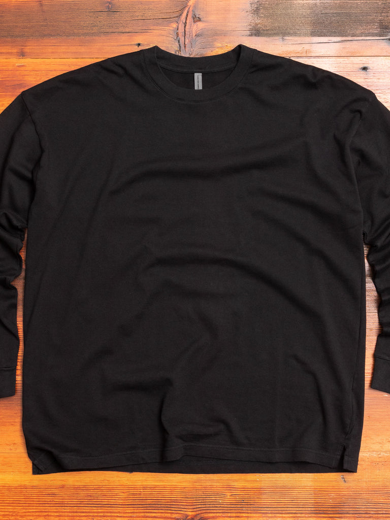 Cotton Jersey Relaxed Long Sleeve T-Shirt in Black