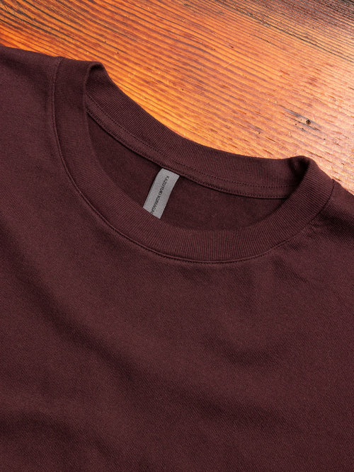 Cotton Jersey Relaxed Long Sleeve T-Shirt in Burgundy