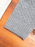 Patchwork Knit Crewneck Sweater in Brown