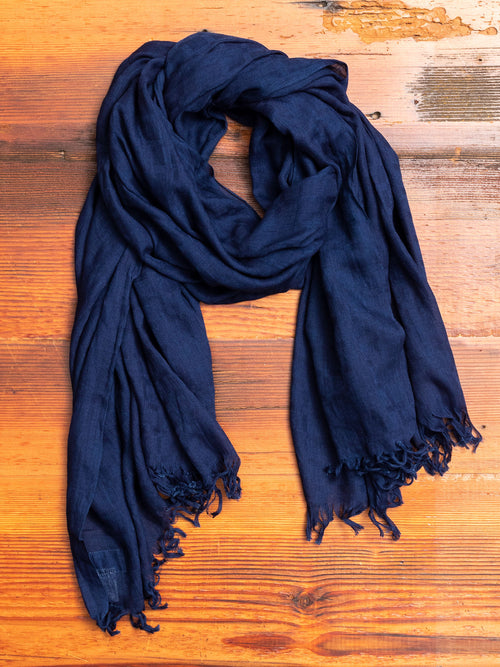 Yarn Dyed Check Scarf in Indigo
