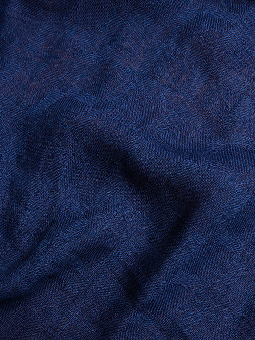 Yarn Dyed Check Scarf in Indigo