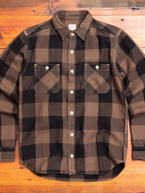 Herringbone Flannel Shirt in Brown