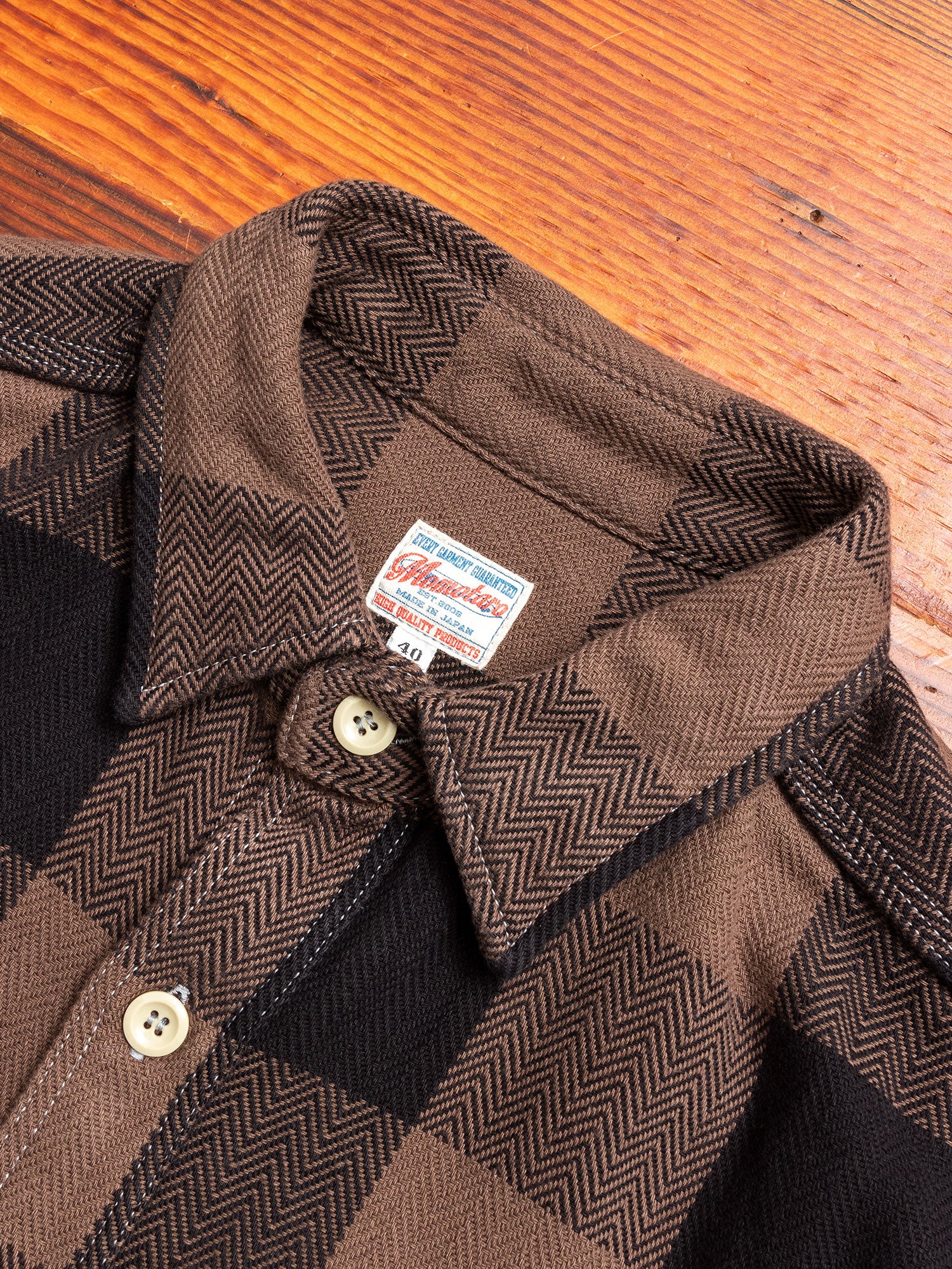 【ダークブラウン（20）】Broome Herringbone Flannel LS Shirt 05-288 Herringbone Flannel Shirt in Brown – Blue Owl Workshop