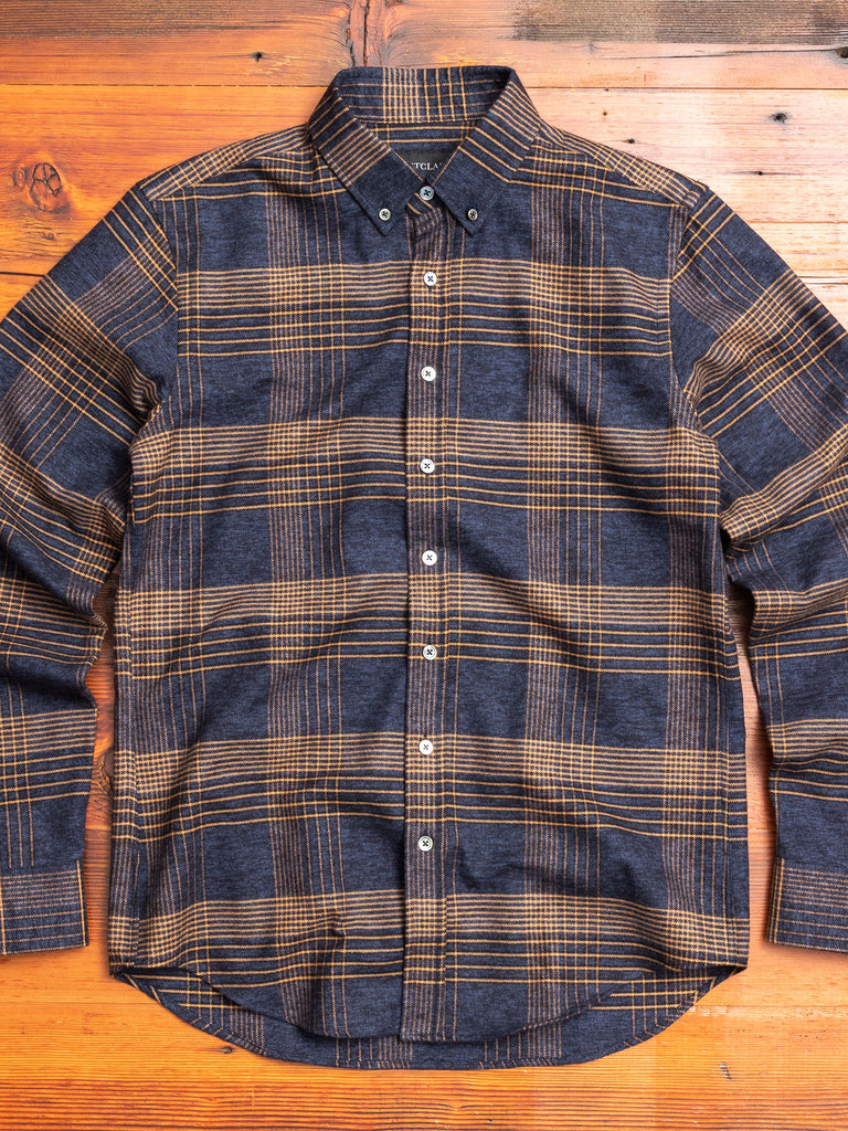 Glencheck Flannel Button-Down Shirt in Navy/Camel