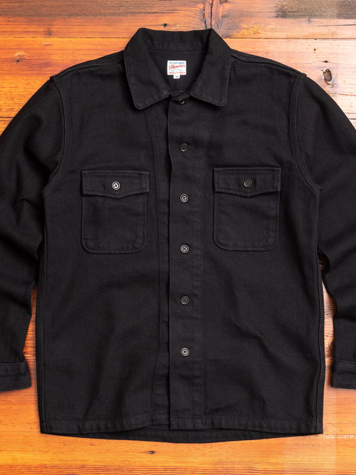 Heavyweight Dobby Sashiko Work Shirt in Black