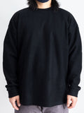 Cashmere Flannel Relaxed Crewneck Sweater in Black