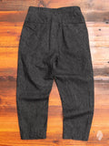 Two Tack Pegtop Pants in Black Linen