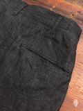Two Tack Pegtop Pants in Black Linen