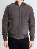 Nappa Suede Bomber Jacket in Charcoal