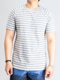 Loop Knit Raglan T-Shirt in Stone Stripe