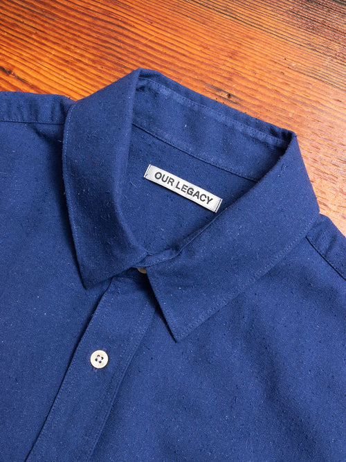 Classic Shirt in Scilla Blue Silk Noil