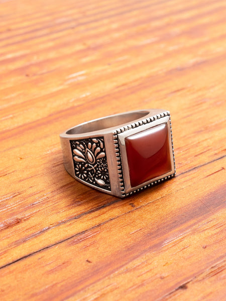 Buick Ring in Silver/Red Garnet
