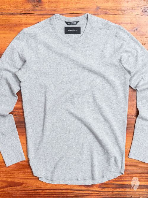 1x1 Slub Long Sleeve T-Shirt in Heather Grey