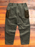Patchwork Military Trousers in Khaki Corduroy