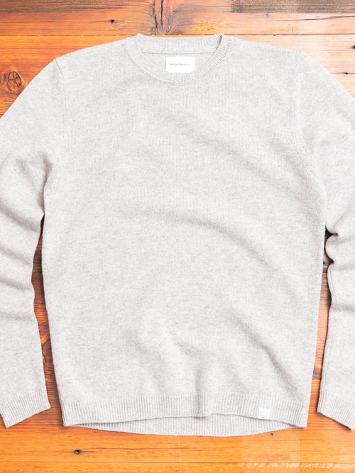 Sigfred Lambswool Sweater in Light Grey Melange