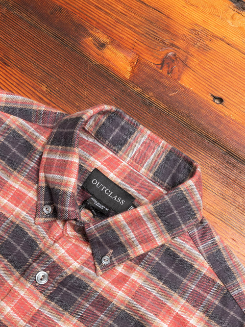 Check Flannel Button-Down Shirt in Brick