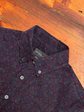 Floral Corduroy Button-Down Shirt in Navy