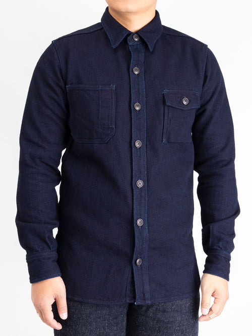 Heavyweight Dobby Sashiko Work Shirt in Indigo