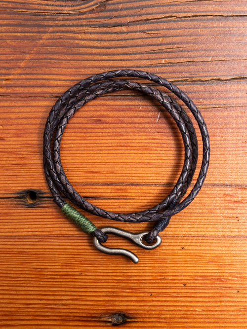 Braided Leather Triple Wrap Bracelet in Blue