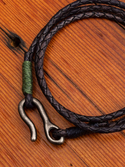 Braided Leather Triple Wrap Bracelet in Blue