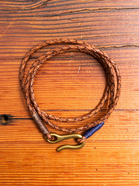 Braided Leather Triple Wrap Bracelet in Brown