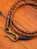 Braided Leather Triple Wrap Bracelet in Brown
