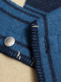 Wool Blanket Poncho in Blue