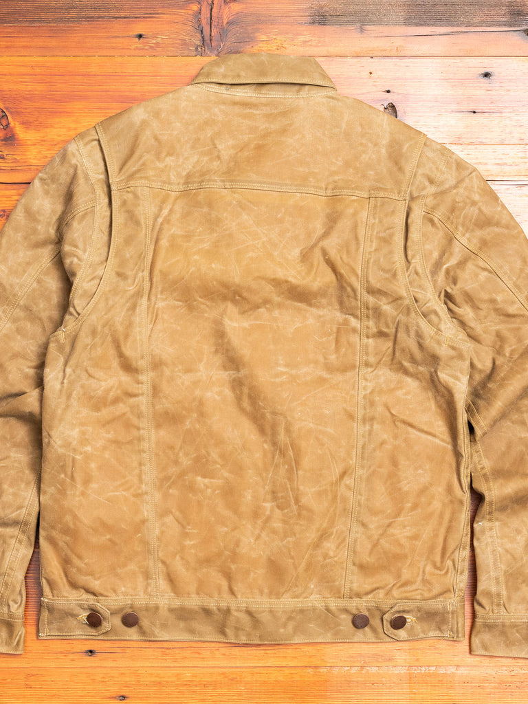 10oz Waxed Canvas Riders Jacket in Tobacco Blue Owl