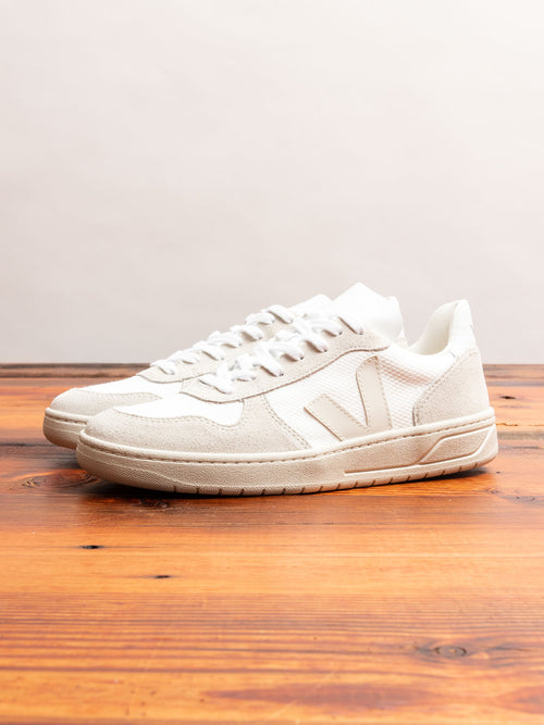 V-10 B-Mesh Sneaker in White Natural Pierre