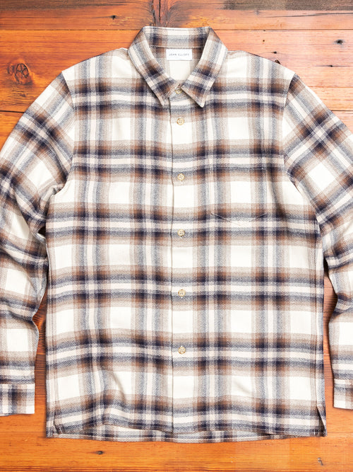 Sly Straight Hem Flannel in Natural x Navy