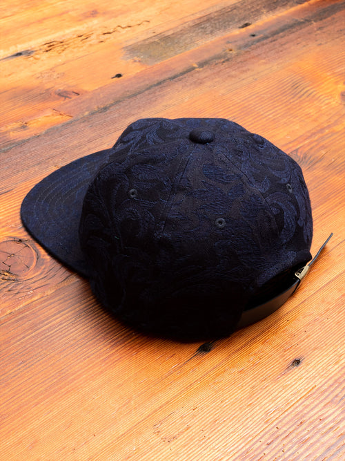 Yarn Dyed Plant Jacquard Baseball Cap in Indigo