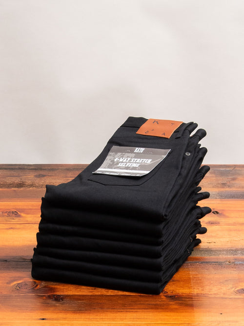 10.5oz Black Stretch Selvedge Denim - Needle Skinny